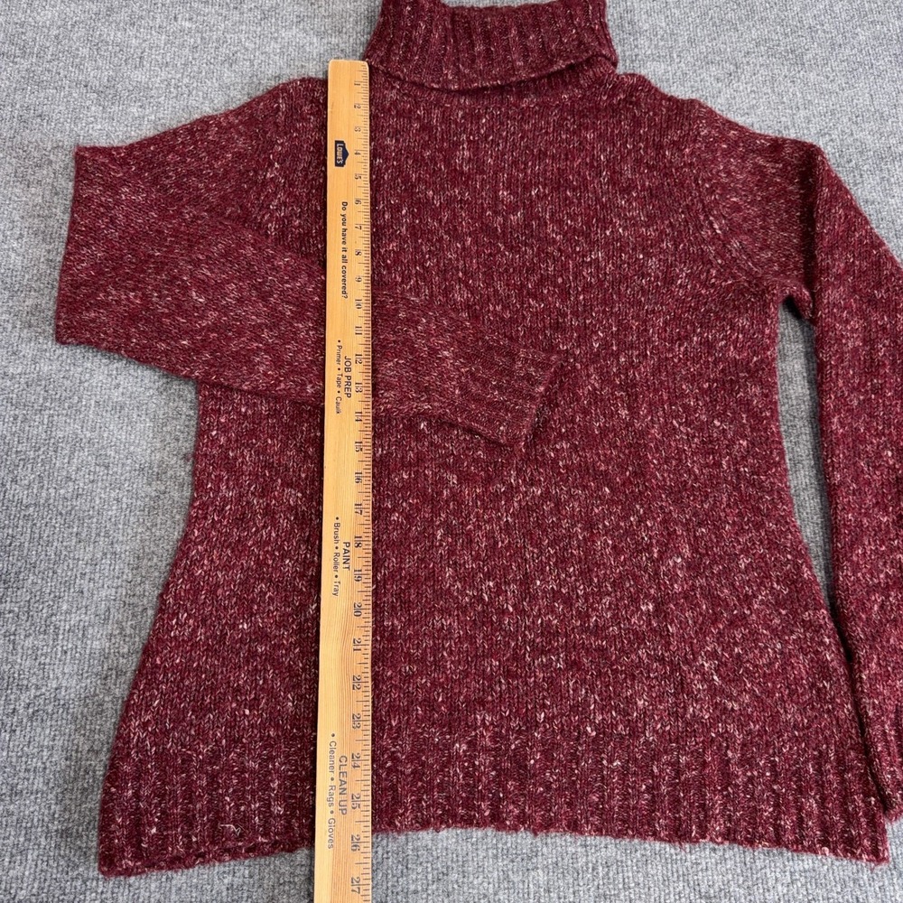 LL Bean Sweater Women Medium Red Burgundy Wool Blend Turtleneck Tunic Flecked - Picture 4 of 8